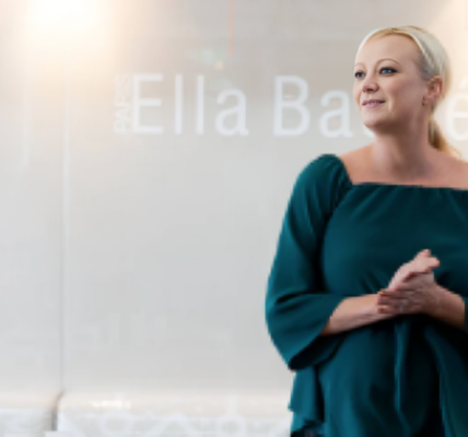 Pippa Hallas, CEO of Ella Baché, sharing insights on balancing leadership in the skincare industry with motherhood, emphasizing empowerment, education, and the importance of self-care.